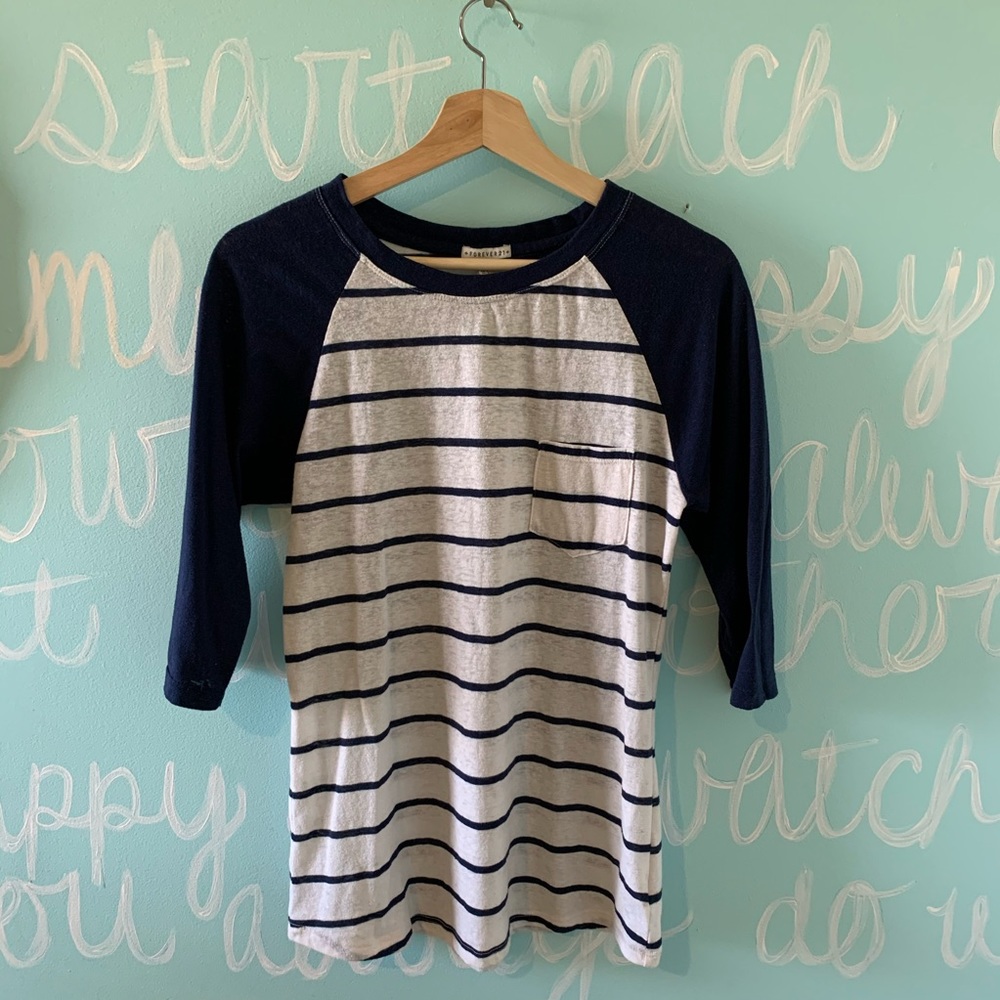 Forever 21 Navy Striped Raglan Tee